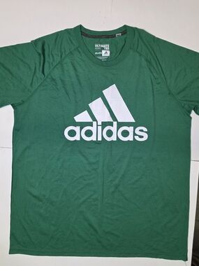 adidas Green Short Sleeve Logo Tee with White Graphic